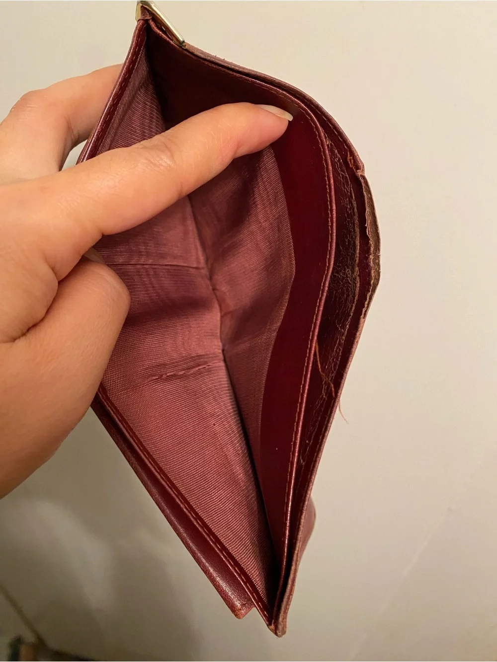 Cartier Euc Leather Bifold Wallet - Burgundy with Gold Corners
